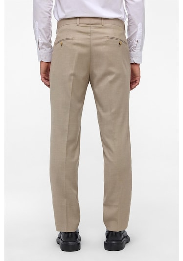 Süvari Bej Regular Armürlü Pantolon-38626 Bej