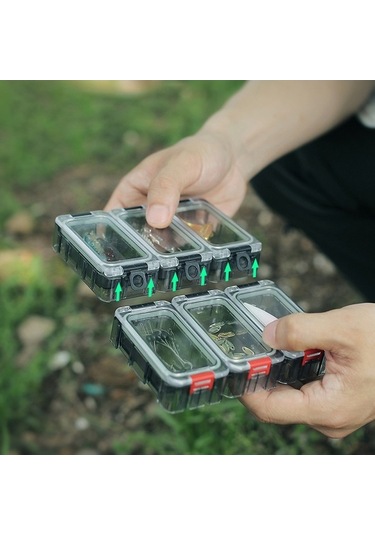 Novahub 6 Adet Dış Mekan Balık Avı Yem Kutusu Seti Işıldayan Parçalanabilir Balık Yemi Kutusu Mıknatıslı Su Geçirmez Balık Avı Aksesuarı Saklama Kutusu Balık İğnesi Kutusu