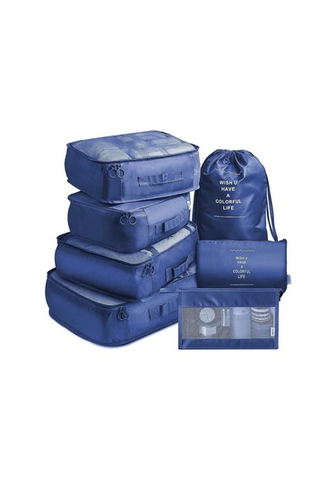 Monyee Seyahat Giyim Sınıflandırma Çantaları 7'li Set - Su Geçirmez Kumaş, Çift Reçme, Valizde Alan Tasarrufu - Lacivert KOYU MAVİ