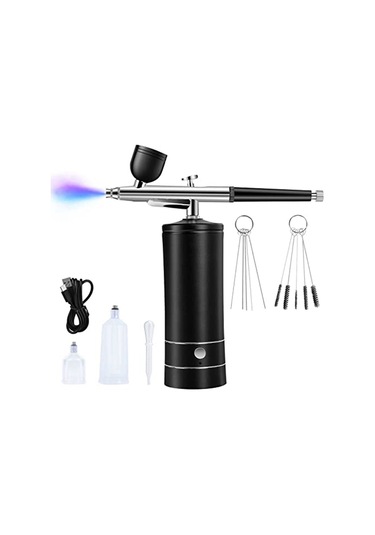 Tangshopping Şarj Edilebilir Akülü Airbrush Kompresörü, 30psı Seti - Siyah