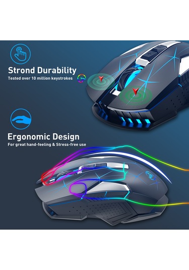 Maiyame Kablosuz Mouse T300 Opto-elektronik 2.4g 10m Mesafe 7 Tuş 3 Seviye Dpı 1000/1600/2400 600mah Pil Siyah Optik