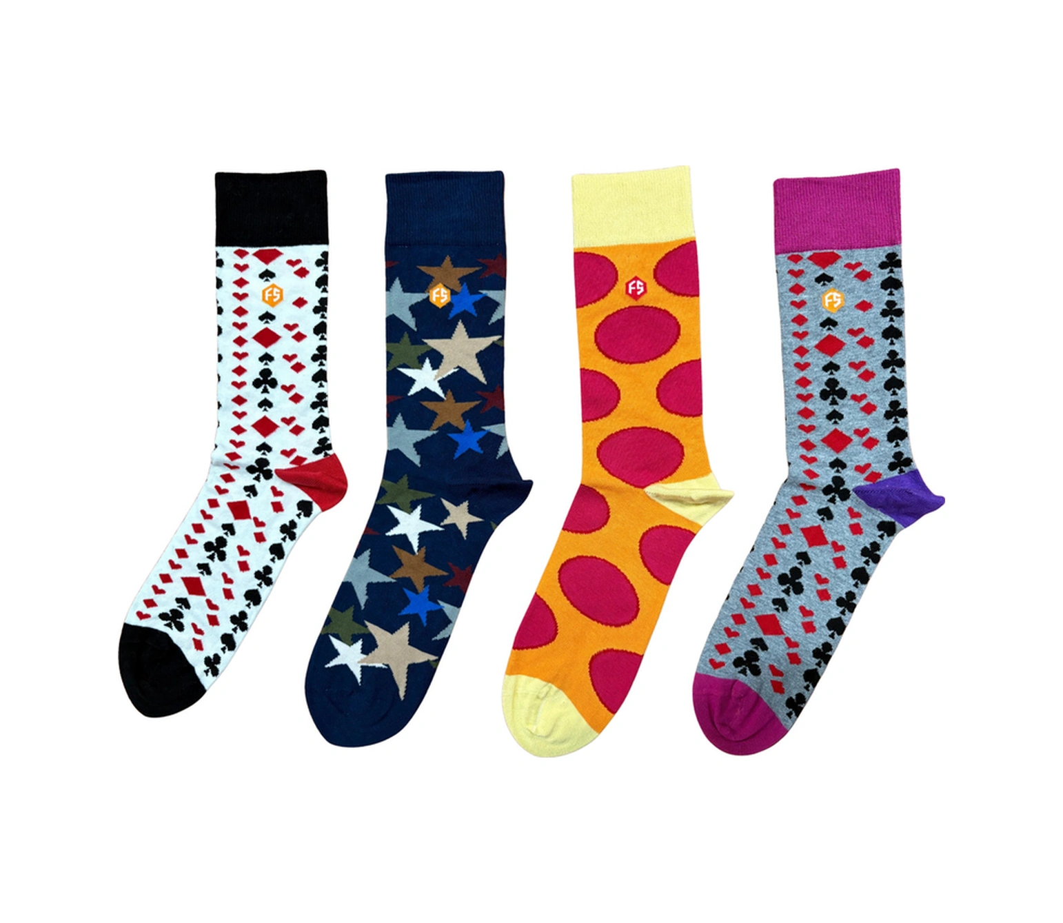 Erkek Renkli Desenli Pamuklu Günlük Çorap 8-10/1 Çok Renkli