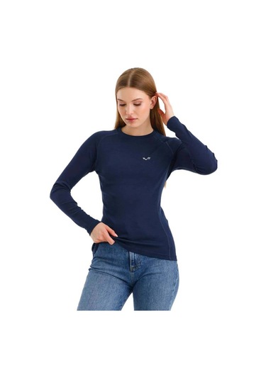 Woolona Alize Uzun Kollu Kadın Sweatshirt Navy Blue