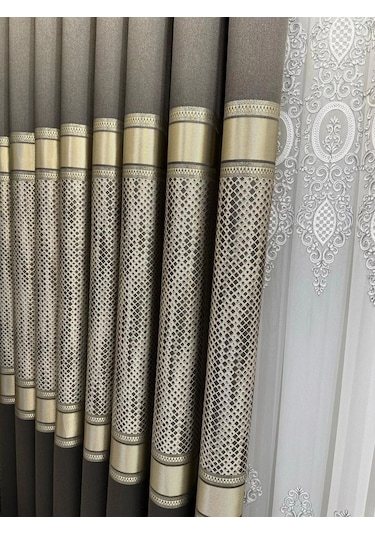 Nivemeshome Mozaik Ft614163 V-5302 Antrasit 1/3 Sık Pileli Fon Perde Apm Antrasit