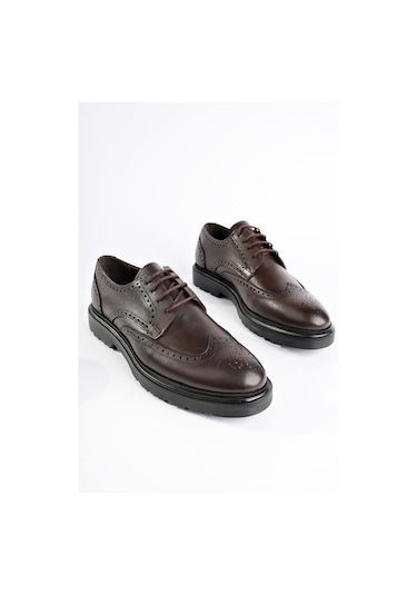Muggo Andre Garantili Klasik Hakiki Deri Bağcıklı Ortopedik Erkek Casual Ayakkabı Kahverengı Kahverengi