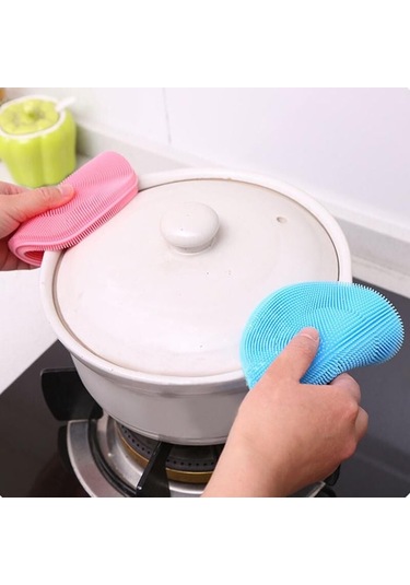 2 Li Çok Amaçlı Silikon Bulaşık Fırçası -nihale- Tutacak Renkli