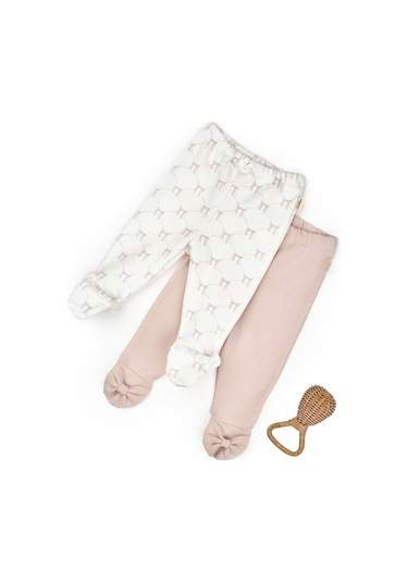 Bebek 2li Patikli Pantalon %100 Organik Pamuk , Bebek - Yenidoğan- Csy8142 Ekru