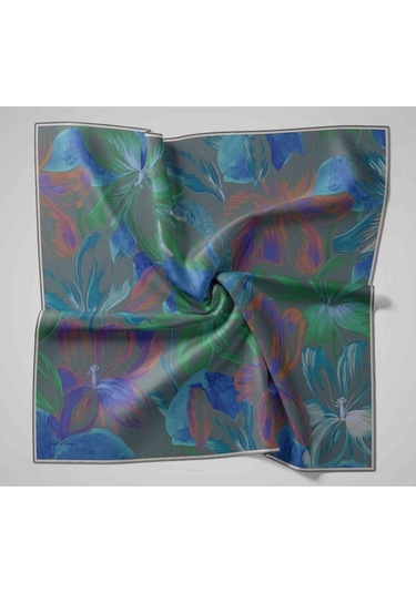 Silk Home Twill İpek Eşarp 11480-77 Füme, Patina, Bebe Mavi, Saks,yeşil