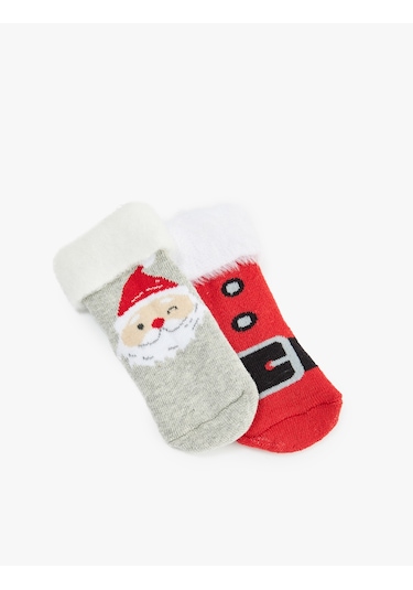 Koton Noel Baba Baskılı 2'li Yılbaşı Çorabı Multıcolor 6wmb80009aa Mavi