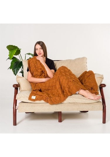 Serenita Saç Örgü Triko Tv Battaniyesi Throw Koltuk Şalı (538861623)-110X160
