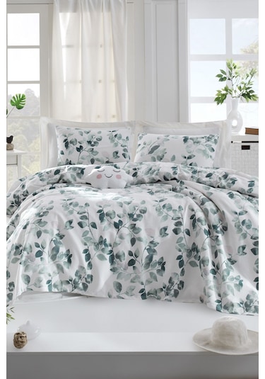 Enlora Home Baskılı Pike Takımı Tek Kişilik Sabine Yeşil