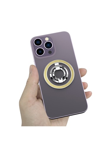 Soulader Manyetik Halka Destekli Akıllı Telefon Standı - 360 Derece Dönebilen Parmak Tutucu Ve Kickstand Özellikli Şık Telefon Aksesuarı Sarı
