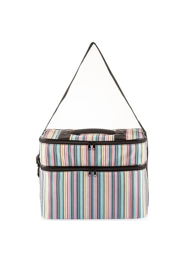 Ns Reliable Kamp Piknik Termal Soğutucu Yalıtımlı Buzluk Termos Çanta - 960 Çizgi Desenli Çok Renkli