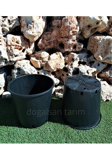 15 Adet 14 Lt Siyah Yuvarlak Üretim Saksı Fide Saksı Çiçek Saksı