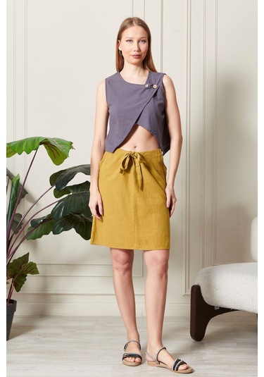 Şık Farklı Tarz Asi Keten Bluz - Modern Ve Cesur Tasarım Antrasit