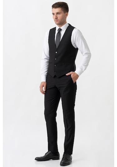 White Stone Terni Ty2001 Slim Fit Yelekli 6 Drop Düz Takım Elbise Siyah - 58 Siyah White Stone Terni Ty2001 Slim Fit Yelekli 6 Drop Düz Takım Elbise Siyah - 58 Siyah