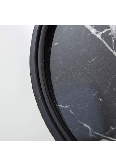 3'Lü Ahşap Yuvarlak Zigon Sehpa Siyah Içi Siyah Mermer Polen Lüx