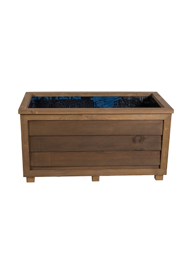 Kaf Ahşap Dekoratif Ahşap Saksı - Uzun / Emprenye Kahve