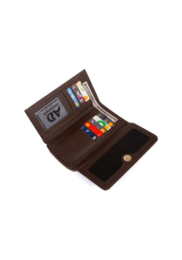 Kadın Desenli Kağıt Para Ve Kartlık Bölmeli Cüzdan Kahverengi