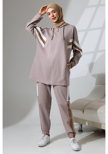 Kadın Mevsimlik Penye Alt Üst Spor Ve Rahat Ikili Tunik Pantolon Şık Tesettür Takım Taş