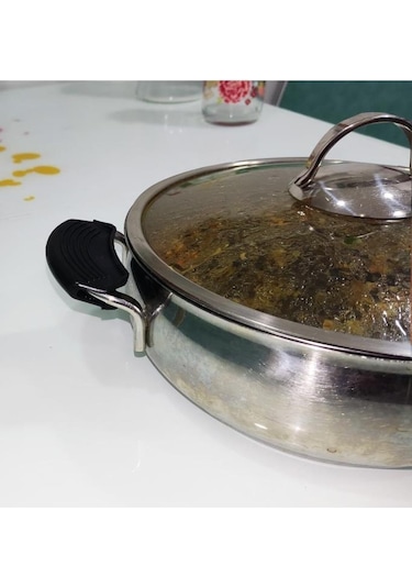 Silikon Tencere Tava Tutacağı Yanmaz Yapışmaz Tutamaç Set 9 X 4 Cm Siyah 1 Set 2 Adetten Oluşur Siyah