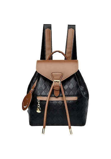 Büyük Kapasite Şık Tarz Moda Kadın Sırt Çantası Siyah - Kahverengi Siyah - Kahverengi