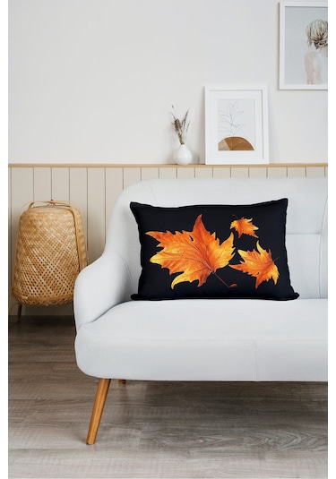 Çınar Yaprağı Desen Baskılı Tv Battaniyeli Opsiyonel Dekoratif Hediye Yastık Battaniye 2in1 Gifts Çok Renkli