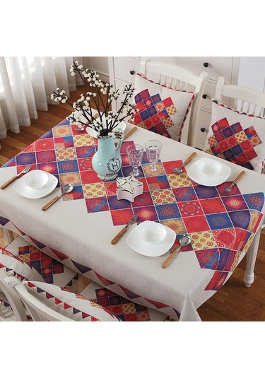 Akşam Yemeği Ev Dekorasyonu İçin Retro Desen Keten Masa Örtüsü Toz Geçirmez Masa Örtüsü, Boyut: 110x160cm Kelebek Aşkı Çok Renkli