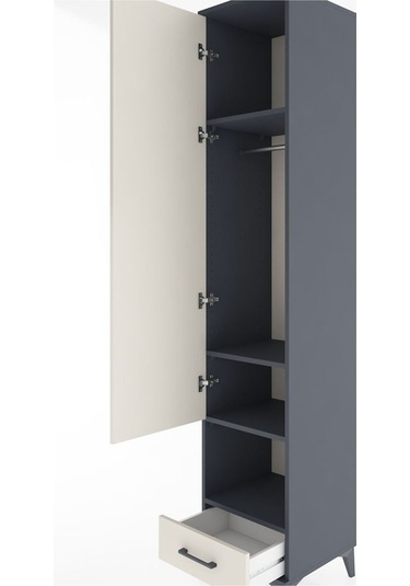 Hyperion Dolap 4 Raflı Tek Çekmeceli Tek Askılı 44x44x221 Ant... Antrasit