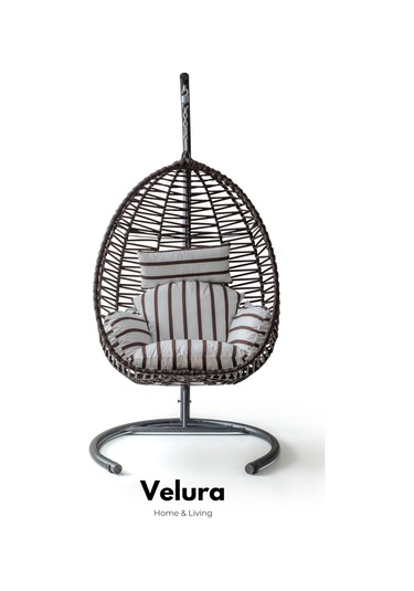 Class Bahçe Salıncağı - Kahve Rattan Zebra Minder Kahverengi