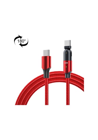 Fxctl-wya09 60w 3a Usb-c / Tip-c Tip-c 180 Derece Döner Dirsek Hızlı Şarj Kablosu, Uzunluk: 2m Kırmızı