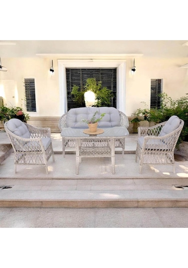 S Collection Ravello X Rattan Üçlü Bahçe Oturma Takımı Gri