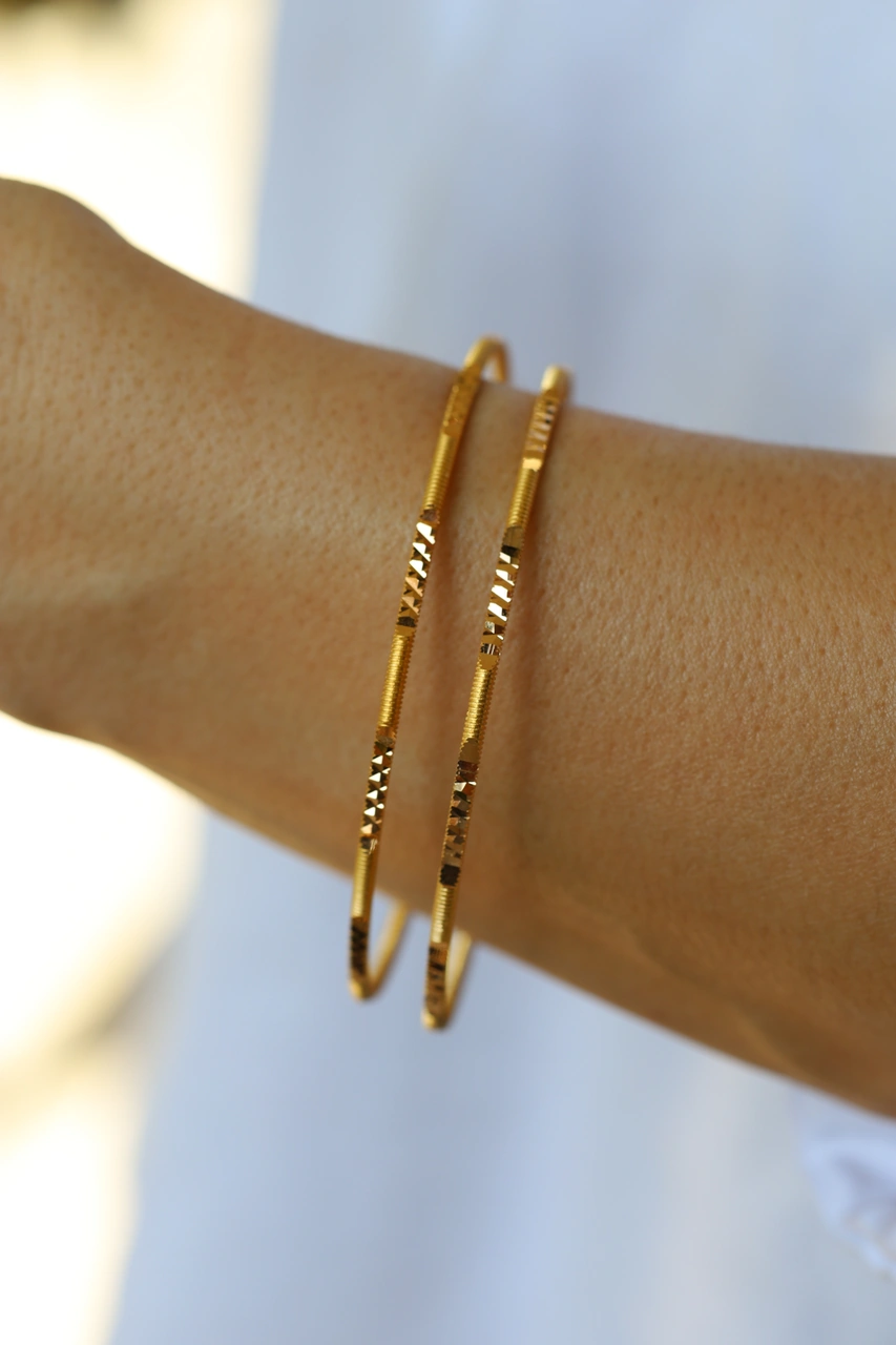 10 Gram 22 Ayar Altın Yatırımlık Kalemli İkili Ajda Bilezik İşçiliksiz Toplam 20 Gram Blzk220002