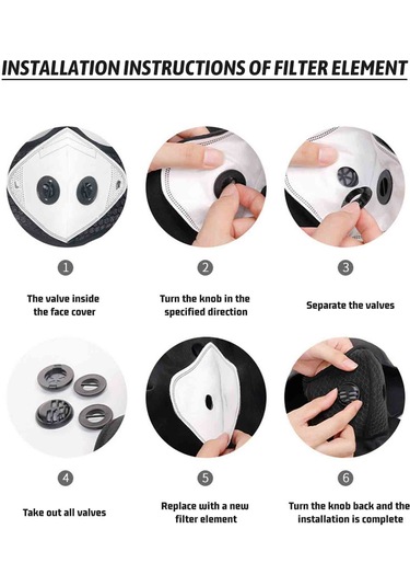 Fosenze Unisex Siyah Bisiklet Maskesi - Isı Sağlar, Rüzgar Ve Toz Korur, Nefes Valfi İle Konforlu, Spor İçin Elbise Xt7912 Siyah