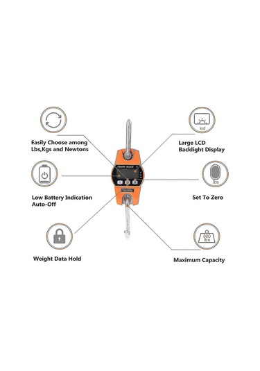 Elektronik Terazi 300kg Asma Kancalı Terazi Lcd Dinamometre Endüstriyel Kancalı Terazi Ağırlık Terazisi 300kg/600lbs