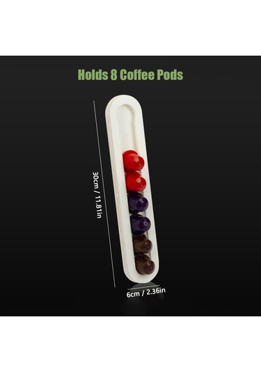 Xiyyadms Duvar Takılı Kahve Kapsülü Organizatörü, 8 Adet Kapasiteli, Akrilik Materyal, Tutarlı Ve Estetik Tasarım, Kf-a08 Modeli Beyaz