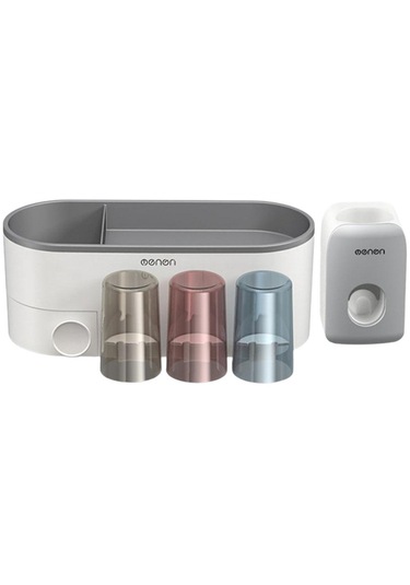 Suntek Diş Fırçası Rafı Duvara Monte Macunu 3-fincan-gri 3 Fincan Gri Diğer