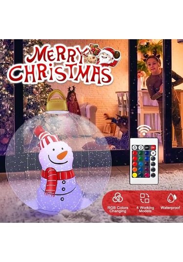 Suofeng Noel Karakterli Hava Dolu Dekoratif Top - Bahçe Çim Alani Bayram Dekoru