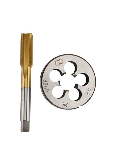 Hha Yüksek Sertlik Unf 1/2 -28 Hss Titanyum Kaplamalı Kılavuz Ve Yuvarlak Kalıp Seti Kalıp Işleme Için Sağ Yönlü Diş Aleti