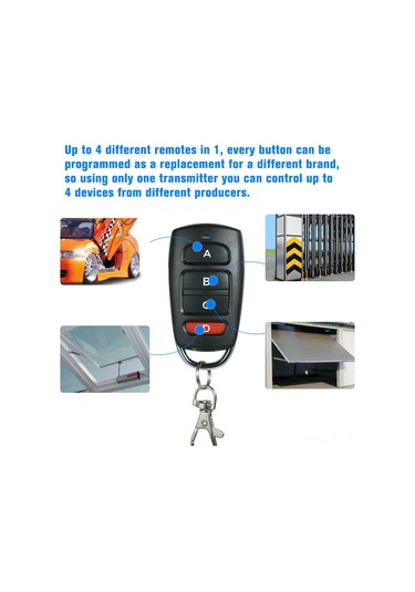 Hombey 433mhz 4 Tuşlu Akıllı Kopyalama Kumanda: Garaj Kapısı, Elektrikli Kapı Kontrolü, Ht12d/2262 Kod Desteği - 1 Adet