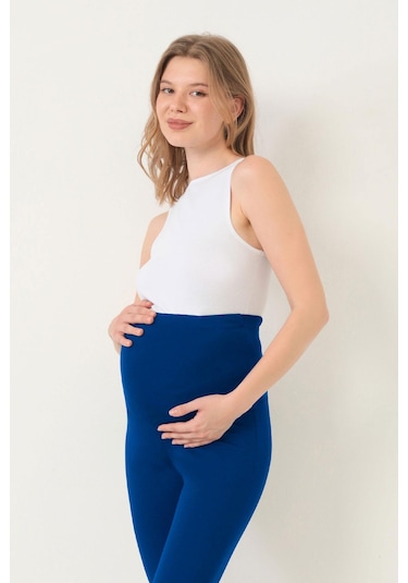Lacivert Yüksek Bel Hamile İspanyol Paça Kadın Tayt