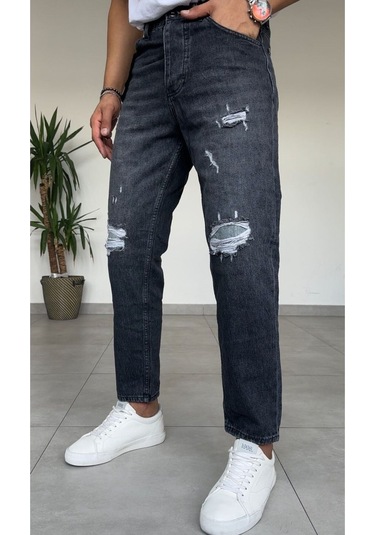 Boyfriend Füme Lazerli Pantolon Buz Mavi