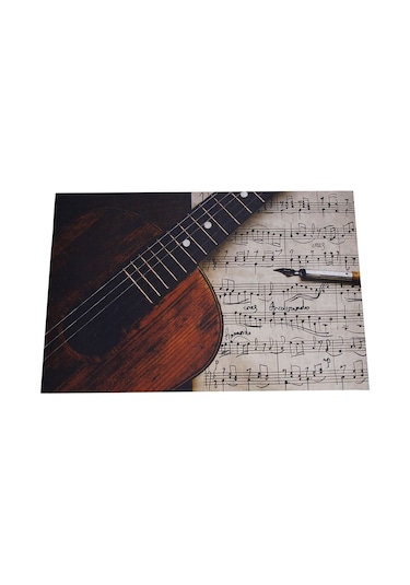 Gitar Ve Notalar Desenli Kauçuk Kapı Önü Paspası