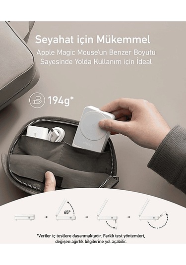 Anker Maggo Katlanabilir 3'ü 1 Arada Kablosuz Şarj İstasyonu Beyaz