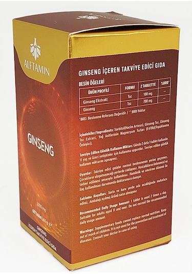 Alftamin Ginseng İçeren Takviye Edici Gıda 1000 Mg 60 Tablet