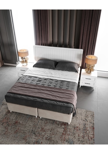 Sanat 6 Kapaklı Komple Mdf Beyaz Yatak Odası Takı