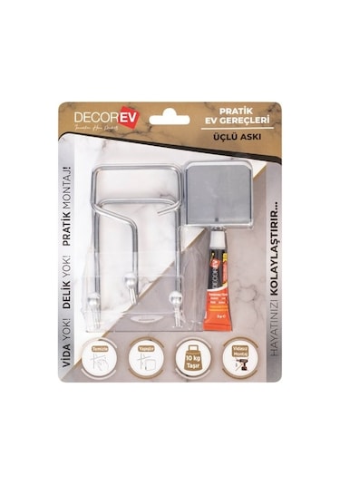 Decorev Dc-543 Dekoratif Banyo Mutfak Üçlü Havlu Askısı Çok Renkli