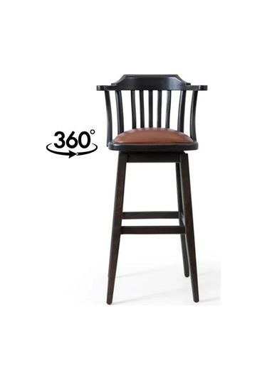 Arven Döner Ahşap Bar Sandalyesi Siyah