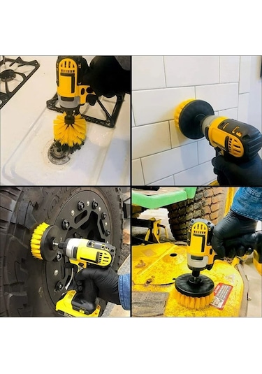 Matkap Ucuna Takılan 3 Lü Temizlik Fırça Seti Zorlu Kir Temizleme