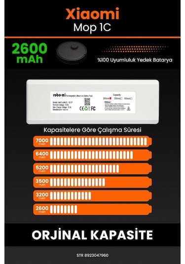 Xiaomi Mi Vacuum Mop 1c Uyumlu 2600.mah Batarya